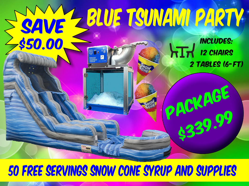 Blue Tsunami Party Package Water Slide Rental Fayetteville NC